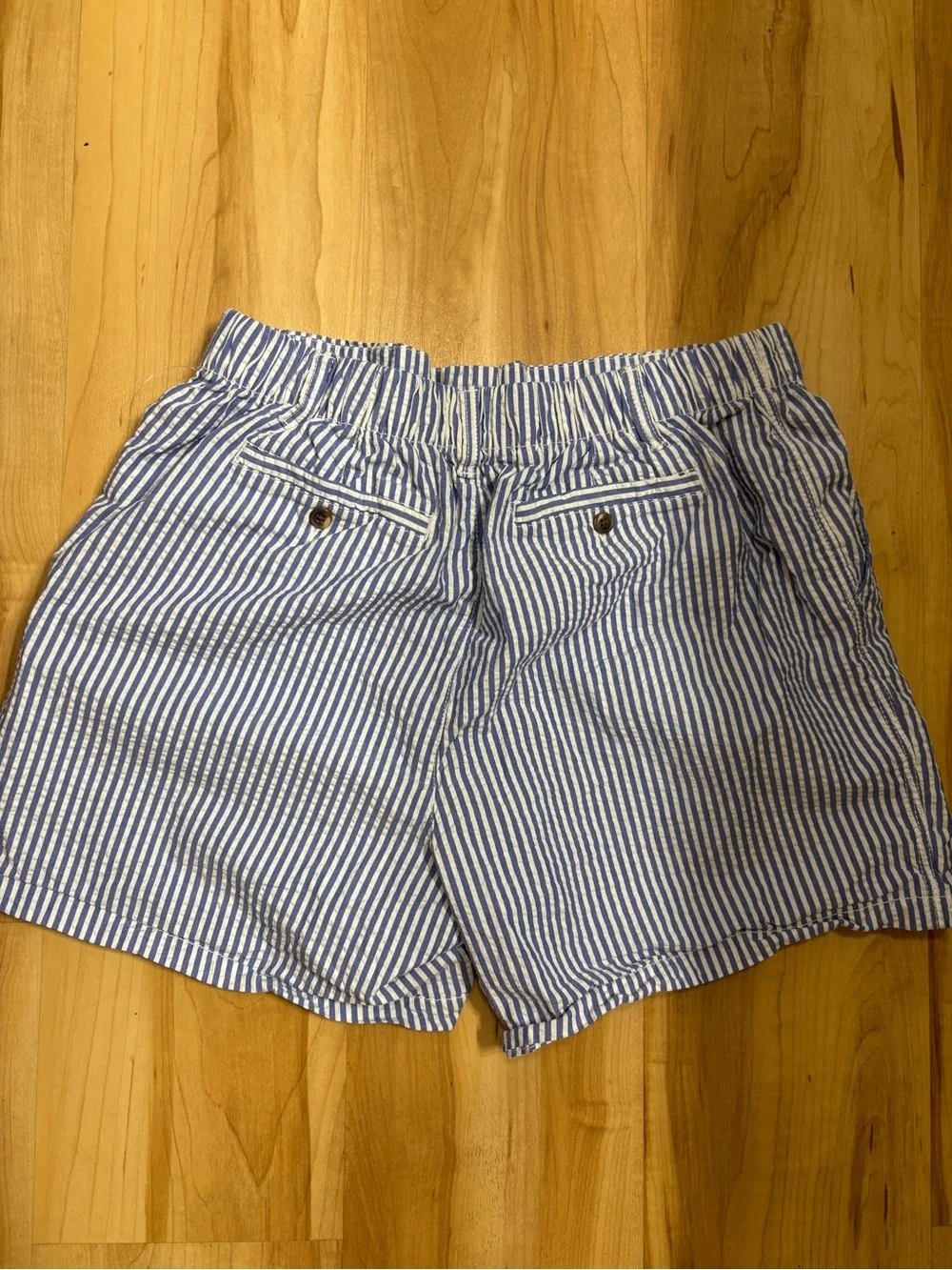 Old Navy Blue & White Striped High-Rise Shorts